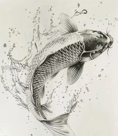 国风手绘锦鲤简笔画 - 图画吧TUHUABA