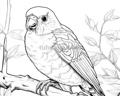 鹦鹉手绘简笔画线稿，临摹学画 - 图画吧TUHUABA