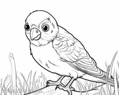 鹦鹉手绘简笔画线稿，临摹学画 - 图画吧TUHUABA