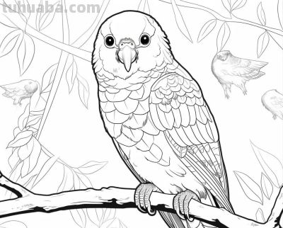 鹦鹉手绘简笔画线稿，临摹学画 - 图画吧TUHUABA