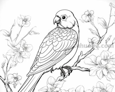 鹦鹉手绘简笔画线稿，临摹学画 - 图画吧TUHUABA