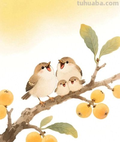 太太太治愈了，枇杷树上的小鸟，太太太可爱啦