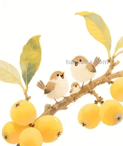 太太太治愈了，枇杷树上的小鸟，太太太可爱啦 - 图画吧TUHUABA