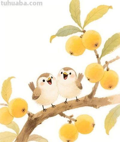 太太太治愈了，枇杷树上的小鸟，太太太可爱啦 - 图画吧TUHUABA