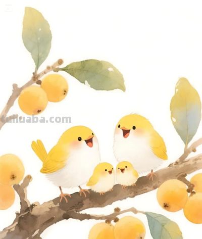 太太太治愈了，枇杷树上的小鸟，太太太可爱啦 - 图画吧TUHUABA