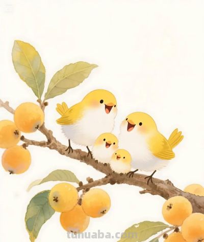 太太太治愈了，枇杷树上的小鸟，太太太可爱啦 - 图画吧TUHUABA