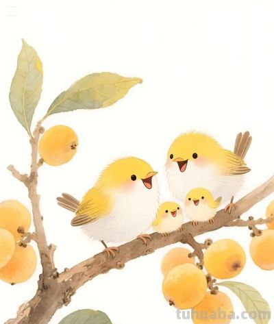 太太太治愈了，枇杷树上的小鸟，太太太可爱啦 - 图画吧TUHUABA