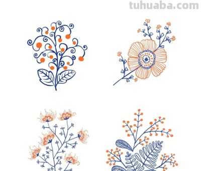 手绘植物 | 清新线描叶子绿植装饰简笔画 - 图画吧TUHUABA