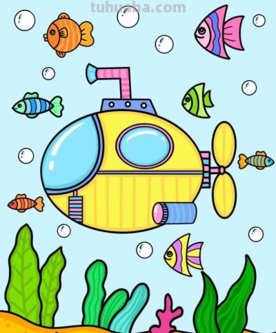潜水艇简笔画教程来啦 - 图画吧TUHUABA