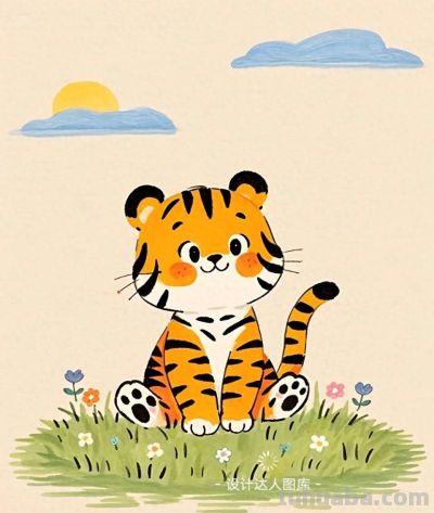 简笔画｜简约插画｜老虎 - 图画吧TUHUABA