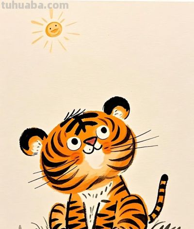 简笔画｜简约插画｜老虎 - 图画吧TUHUABA