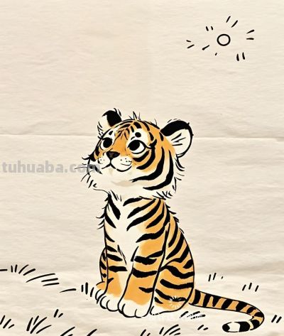 简笔画｜简约插画｜老虎 - 图画吧TUHUABA