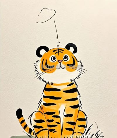 简笔画｜简约插画｜老虎 - 图画吧TUHUABA