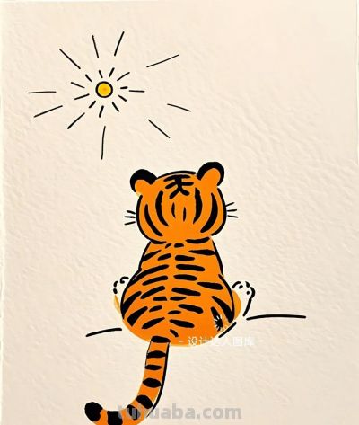 简笔画｜简约插画｜老虎 - 图画吧TUHUABA