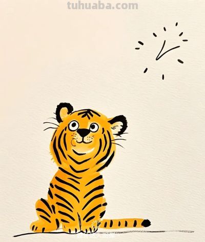简笔画｜简约插画｜老虎 - 图画吧TUHUABA