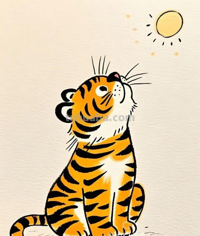 简笔画｜简约插画｜老虎 - 图画吧TUHUABA