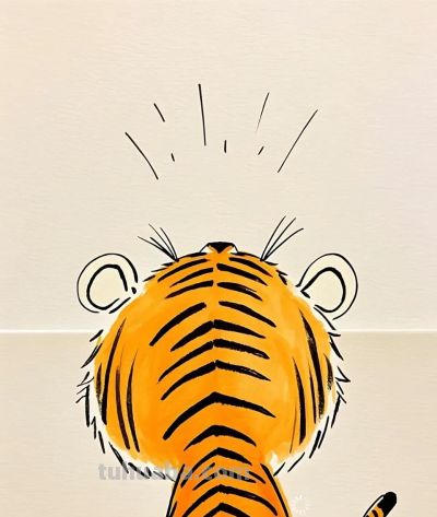 简笔画｜简约插画｜老虎 - 图画吧TUHUABA