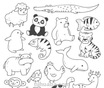 300个动物简笔画线稿，收藏备用 - 图画吧TUHUABA