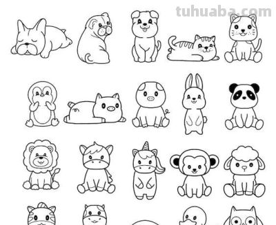300个动物简笔画线稿，收藏备用 - 图画吧TUHUABA