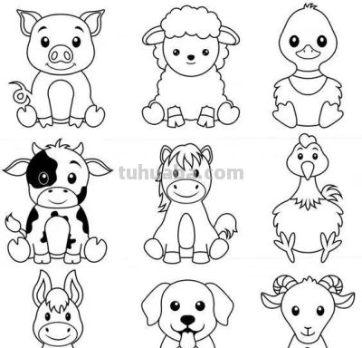 300个动物简笔画线稿，收藏备用 - 图画吧TUHUABA