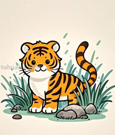 简笔画｜简约插画｜可爱的小老虎 - 图画吧TUHUABA