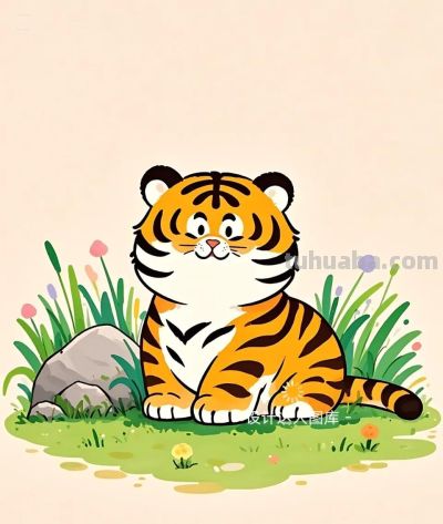 简笔画｜简约插画｜可爱的小老虎 - 图画吧TUHUABA