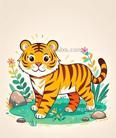 简笔画｜简约插画｜可爱的小老虎 - 图画吧TUHUABA