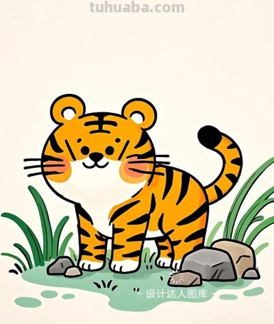 简笔画｜简约插画｜可爱的小老虎 - 图画吧TUHUABA