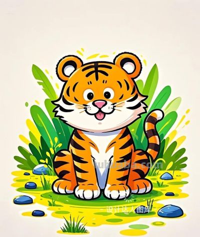 简笔画｜简约插画｜可爱的小老虎 - 图画吧TUHUABA