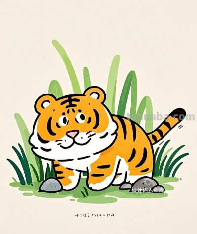 简笔画｜简约插画｜可爱的小老虎 - 图画吧TUHUABA