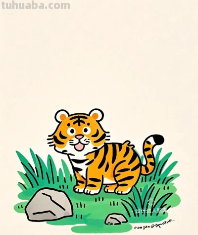简笔画｜简约插画｜可爱的小老虎 - 图画吧TUHUABA