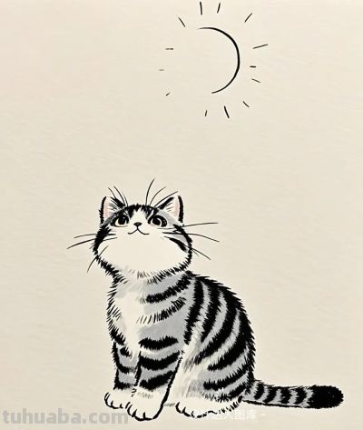 简笔画｜简约插画｜小猫咪 - 图画吧TUHUABA