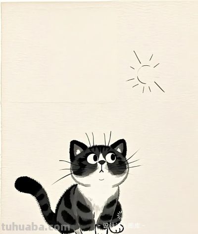简笔画｜简约插画｜小猫咪 - 图画吧TUHUABA