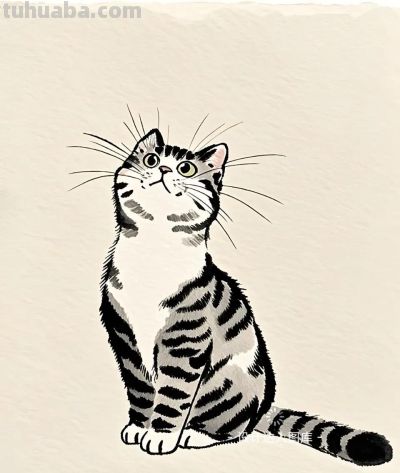 简笔画｜简约插画｜小猫咪 - 图画吧TUHUABA