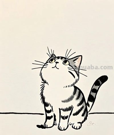 简笔画｜简约插画｜小猫咪 - 图画吧TUHUABA