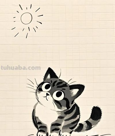 简笔画｜简约插画｜小猫咪 - 图画吧TUHUABA