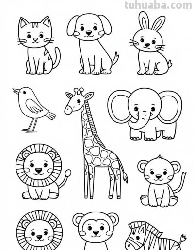 50个小动物简笔画素材图，临摹学画 - 图画吧TUHUABA