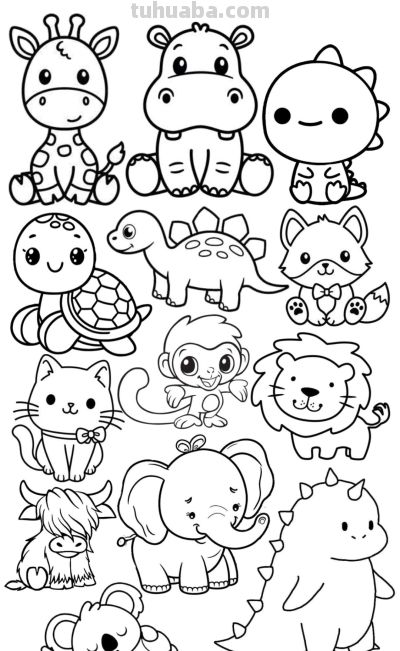 50个小动物简笔画素材图，临摹学画 - 图画吧TUHUABA