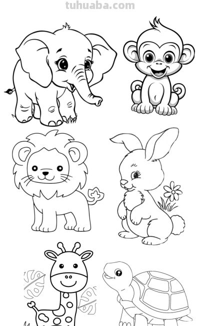 50个小动物简笔画素材图，临摹学画 - 图画吧TUHUABA