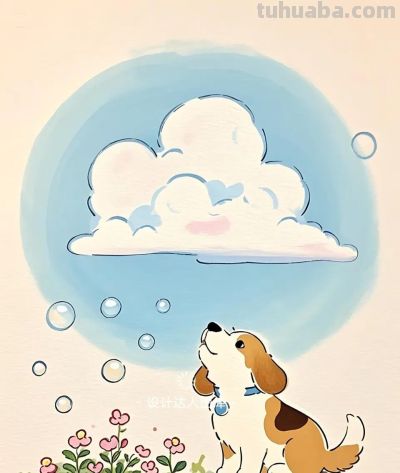 简笔画｜简约插画｜小狗 - 图画吧TUHUABA