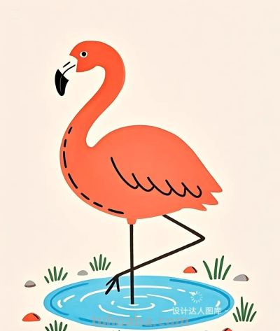 简笔画｜简约插画｜火烈鸟 - 图画吧TUHUABA