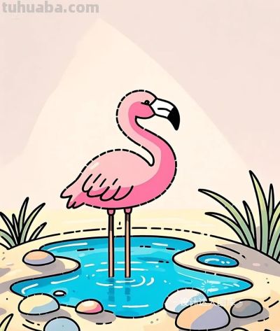 简笔画｜简约插画｜火烈鸟 - 图画吧TUHUABA