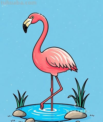 简笔画｜简约插画｜火烈鸟 - 图画吧TUHUABA