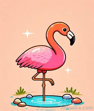 简笔画｜简约插画｜火烈鸟 - 图画吧TUHUABA