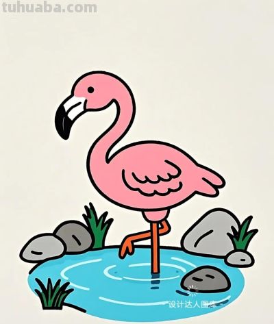简笔画｜简约插画｜火烈鸟 - 图画吧TUHUABA