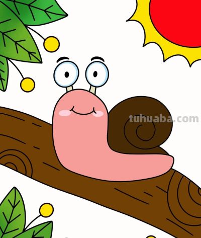 儿童简笔画《小蜗牛》 - 图画吧TUHUABA