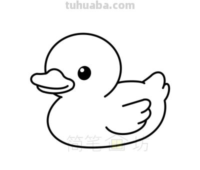在池塘游泳的可爱小黄鸭简笔画教程（附线稿） - 图画吧TUHUABA