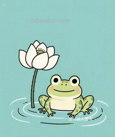 简笔画｜简约插画｜荷叶上的青蛙
