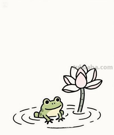 简笔画｜简约插画｜荷叶上的青蛙 - 图画吧TUHUABA