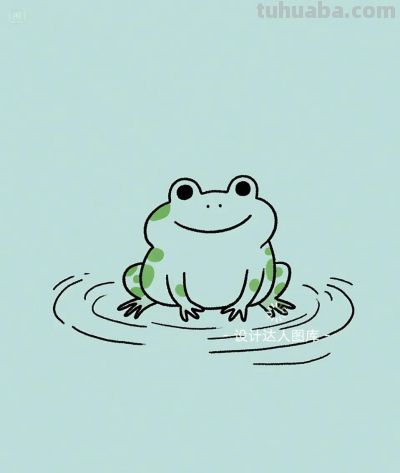 简笔画｜简约插画｜荷叶上的青蛙 - 图画吧TUHUABA